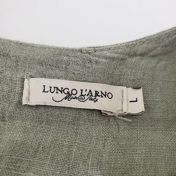 Lungo L'Arno Italy Dress Pure Linen Layered Boho Lagenlook Sage Green L - Picture 9 of 12
